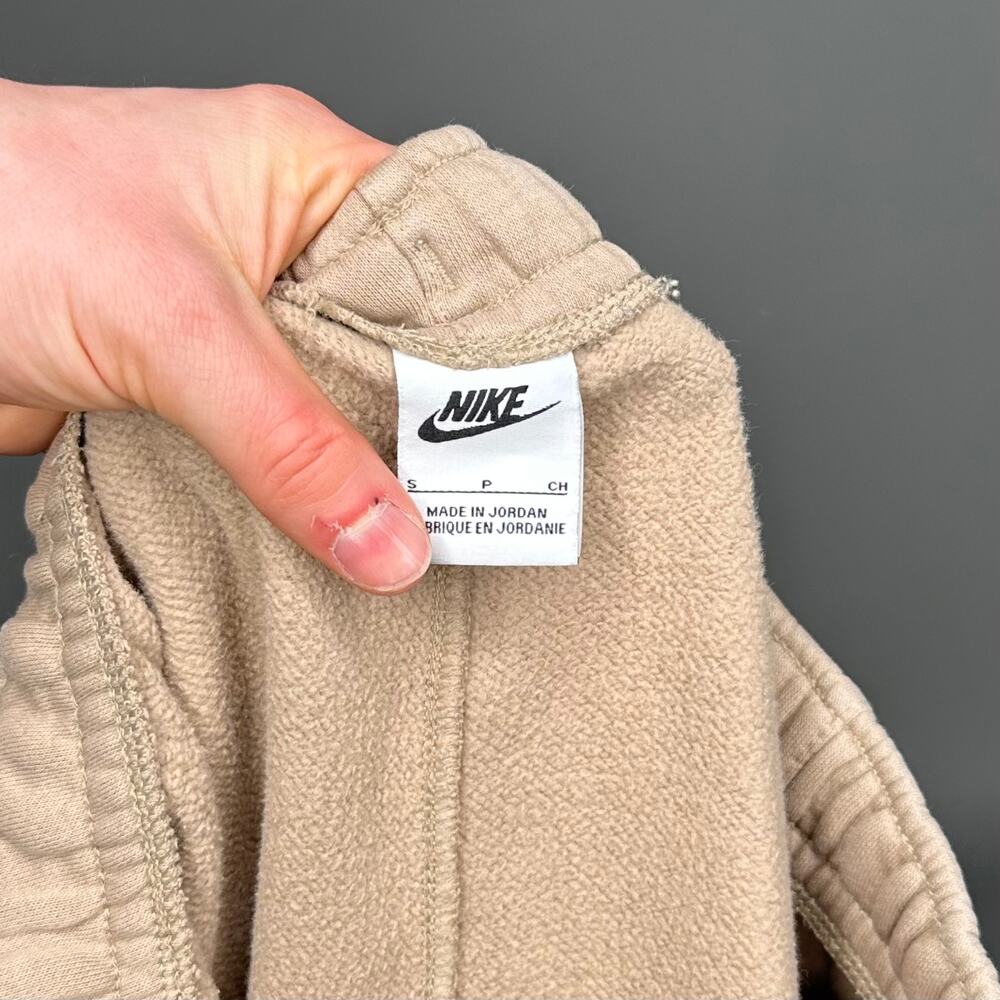 Vintage Y2K Nike Sweatpants Mens S Tan White Swoosh Cargo Pockets Cotton Joggers - Picture 4 of 5